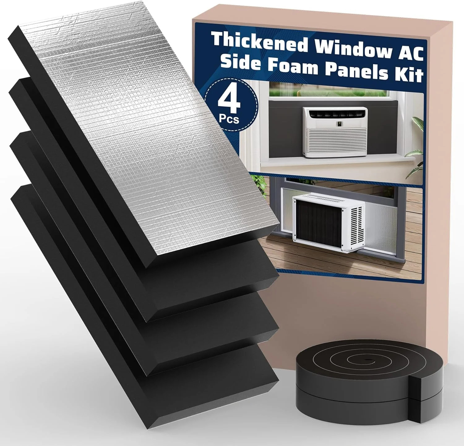 4 Pack Window Air Conditioner Side Panels,17″ x 9″ x 1″ Insulated Foam Panels, I