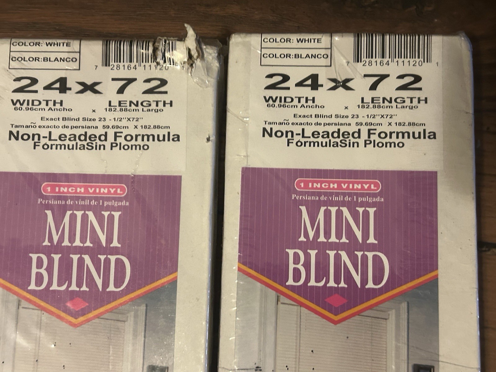 (2) NEW IN BOX Window Blinds Mini Blind 1″ Slat Vinyl, 24” wide x 72”, White
