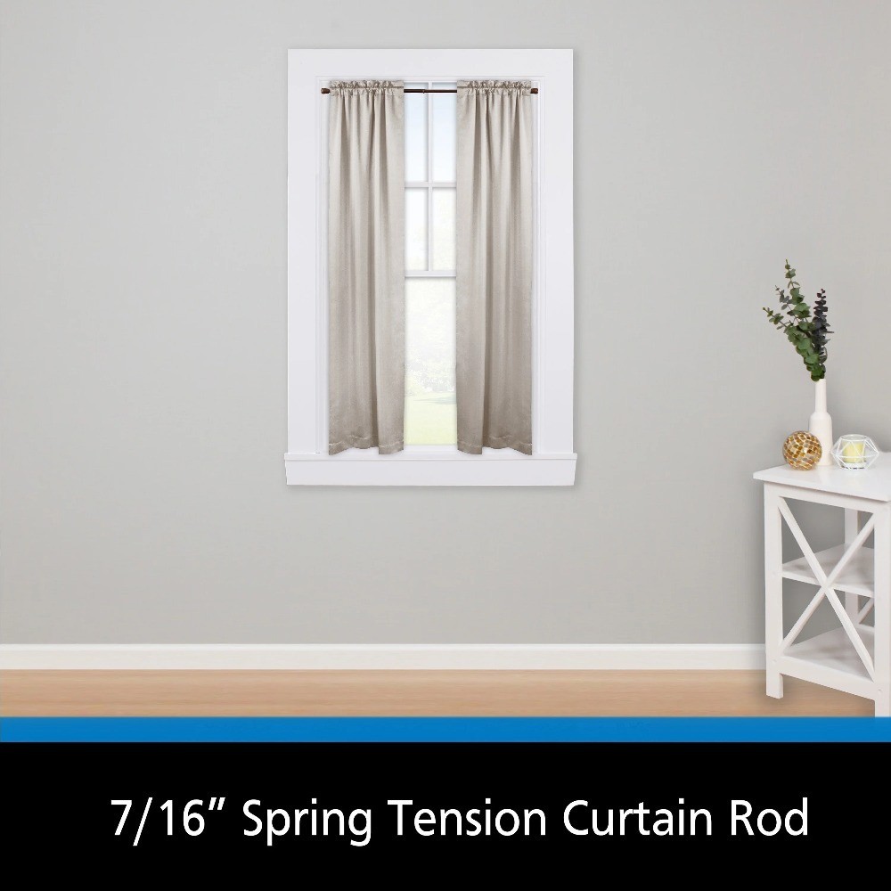 Adjustable Tension Curtain Rod 28-48 Inches Steel Tube 7/16 Inch Diameter White
