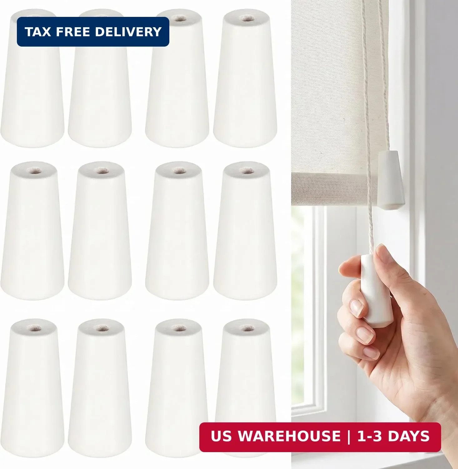 DOITOOL 12 Pcs Window Blind Pull Cord Knobs Wooden Cord Tassels for Shades Repai