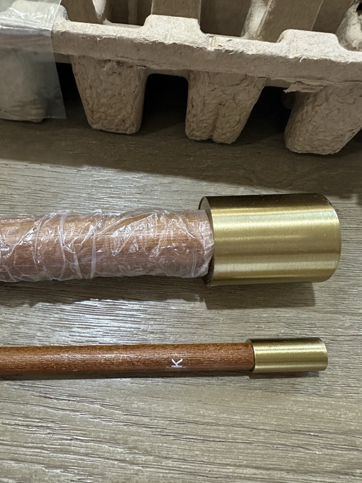 West Elm Mid Century DOUBLE curtain rod Ant Brass Walnut 28-48″