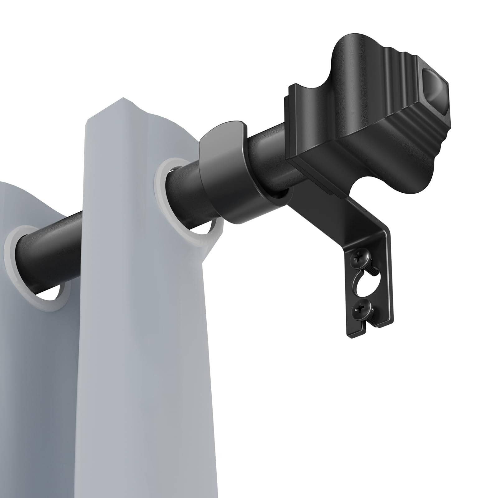 Curtain Rods for Windows 35-47 inch, 5/8 inch Matte Black Curtain Rod with Br…