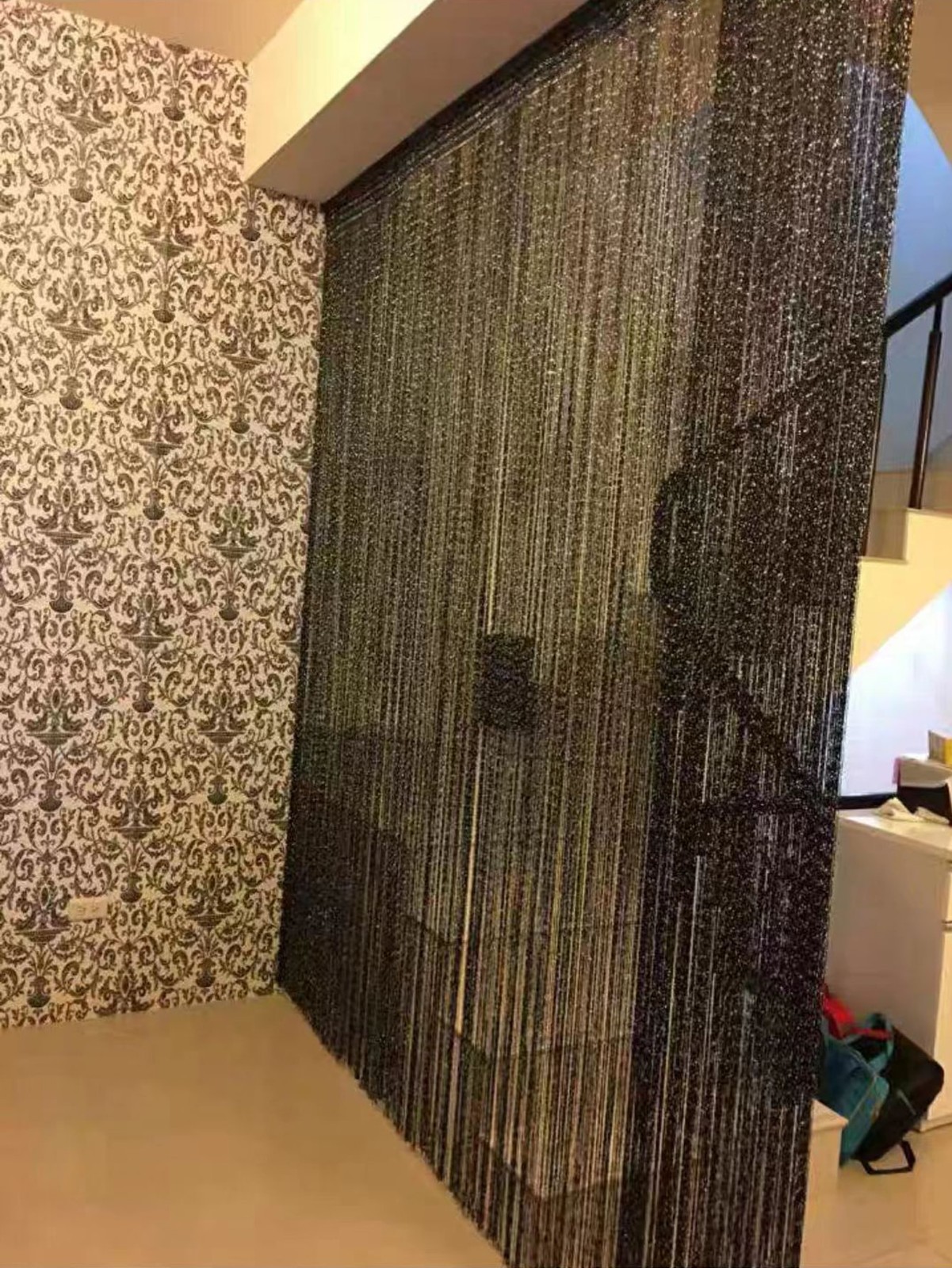 Black Shiny Thread Beaded Curtain 100x200cm 2 Packs 4 Packs 300x300cm