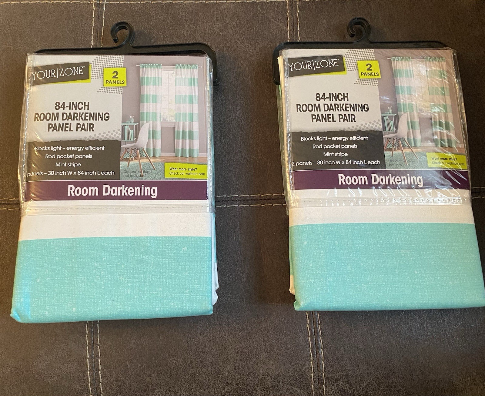 Your Zone Room Darkening 84″ Panels Green/White (2. Pair)