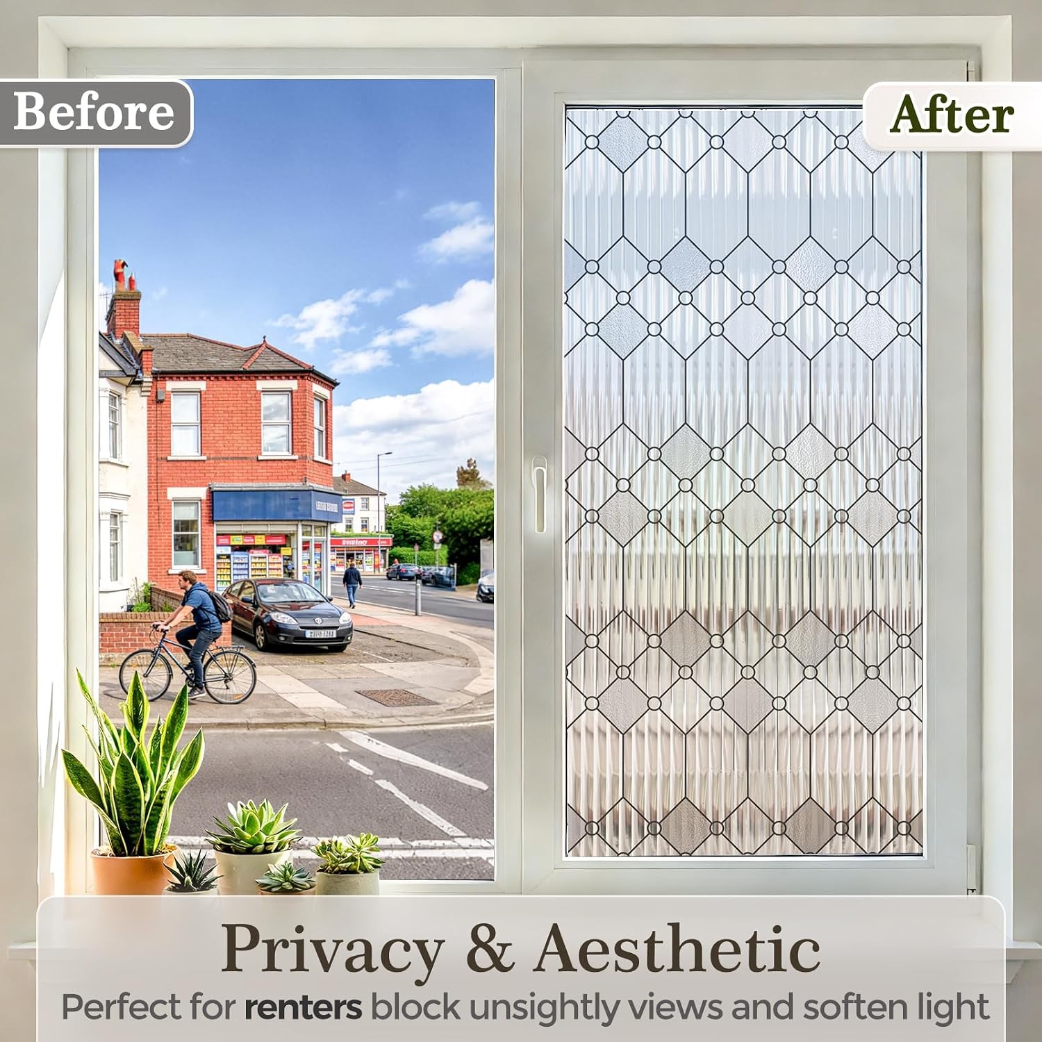 17.5 x 78.7 Inch Frosted Glass Window Film for Bedroom Front Door,Static Cling