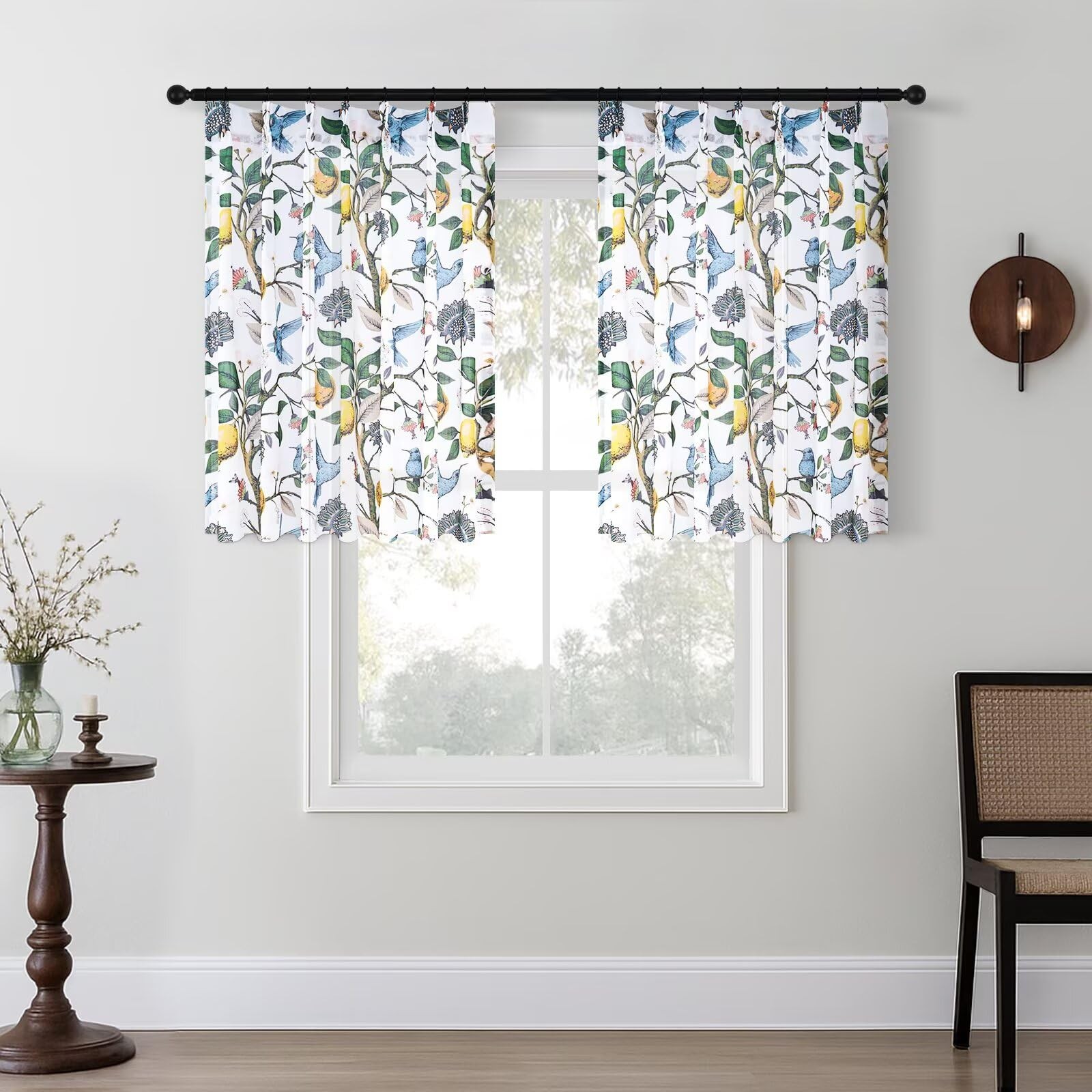Drapenova White Small Window Half Curtains Kitchen 36 Inch Length Pinch Pleated
