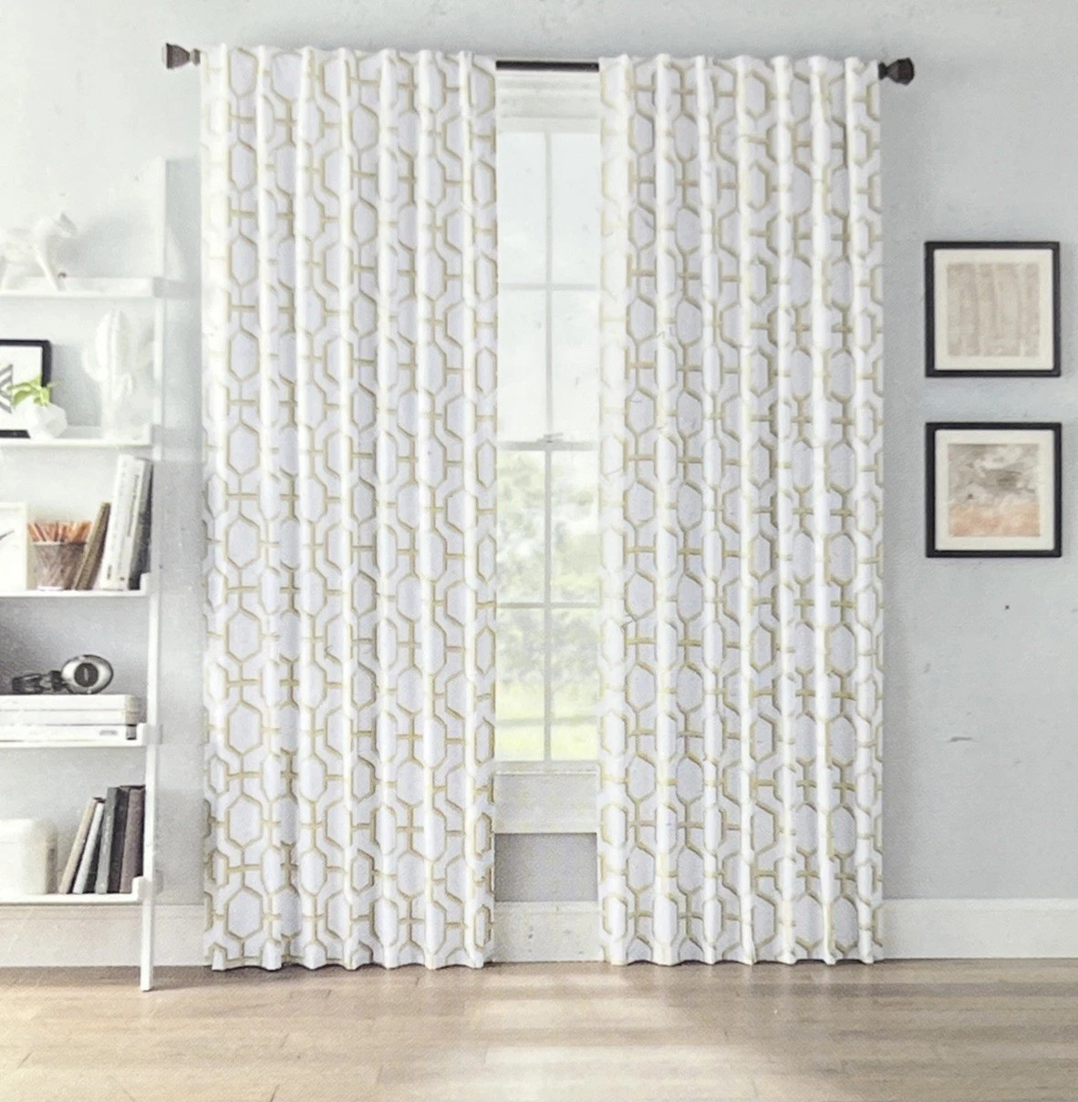 SMART BLOCK CHROMA GEO GRAY 95″ LENGTH BLACKOUT CURTAIN PANEL – NEW