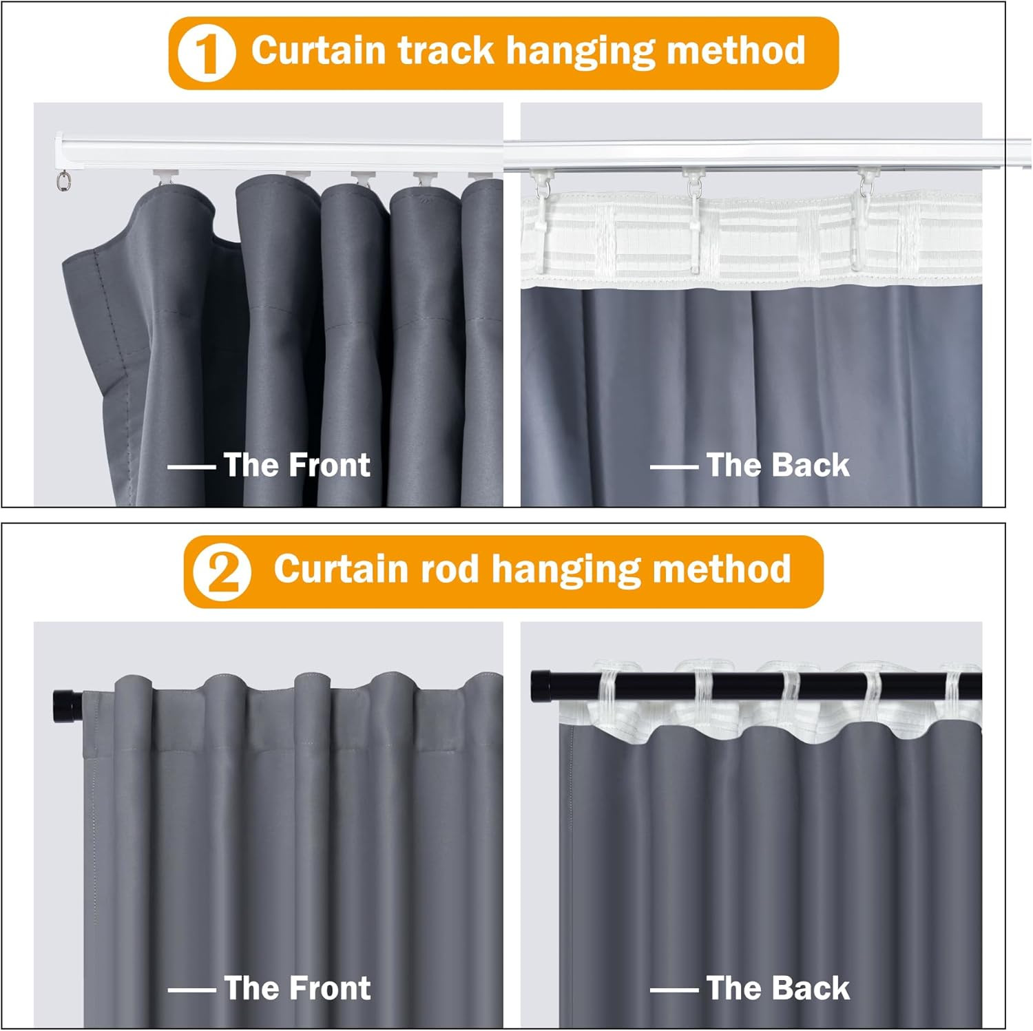 Room Divider Curtains, Blackout Ceiling Track Curtains with Hook Sound Proof Flo