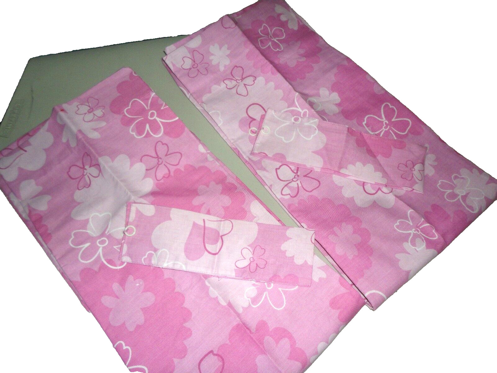 DISNEY PRINCESS (PAIR) UNLINED PANELS CURTAINS & TIEBACKS PINK FLORAL 42 X 84
