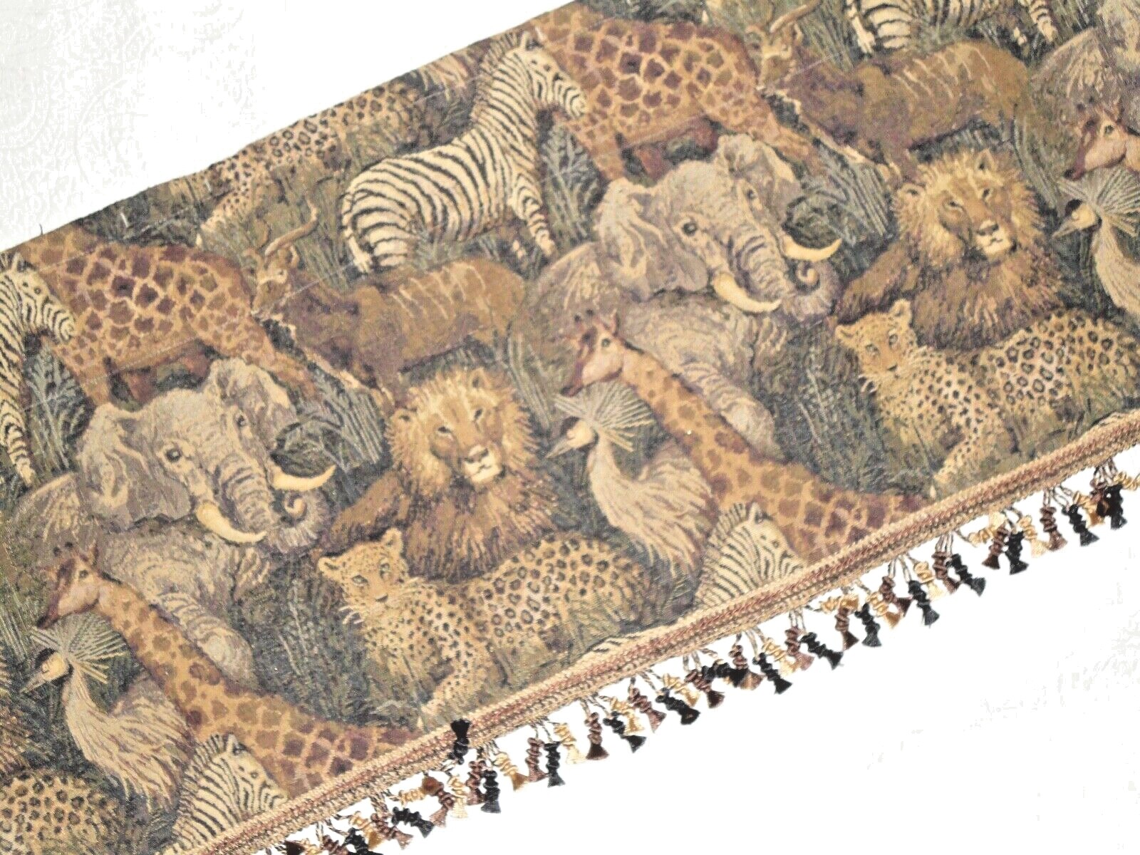 CROSCILL JUNGLE ELEPHANTS SAFARI ZEBRAS LIONS CHEETAHS GIRAFFE (1) VALANCE 16X50