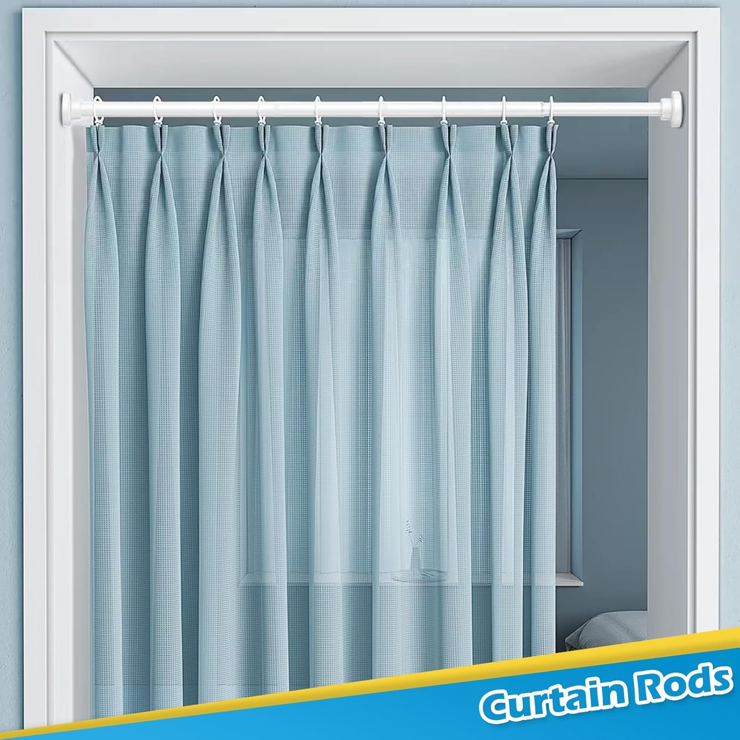 Tension Rod 18 to 28 Inch Spring Loaded Curtain Rods No Drilling Adjustable Shor