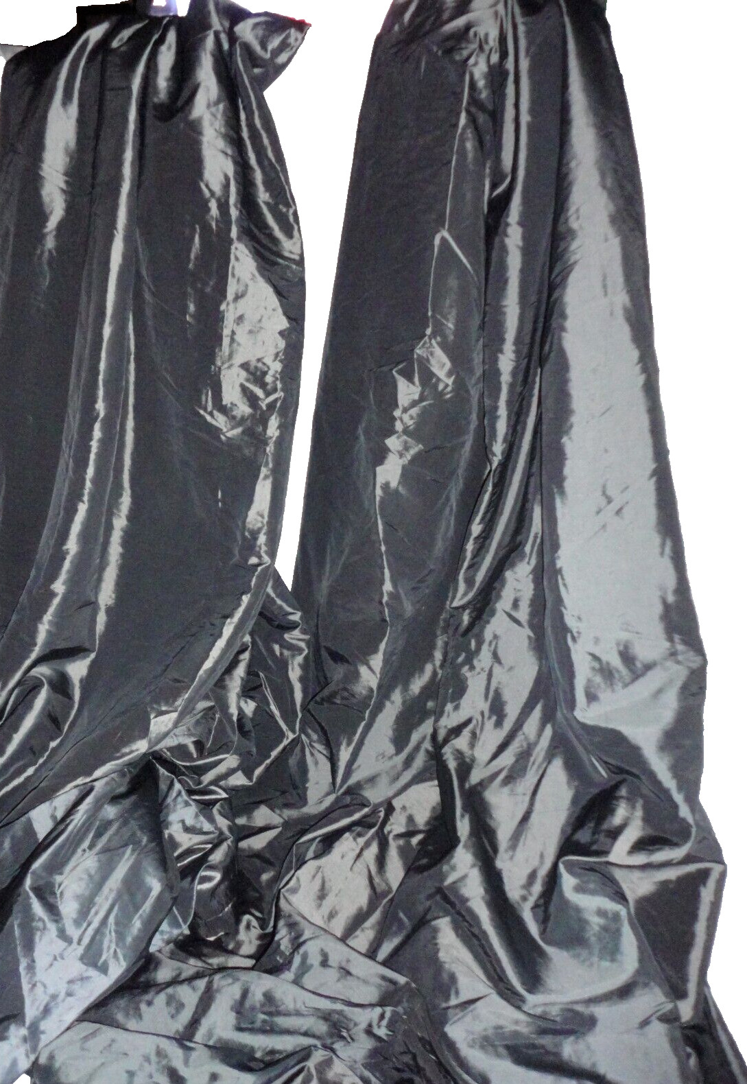 PERI GRAPHITE IRRIDESCENT FAUX SILK (2) PINCH PLEAT PANELS WINDOW CURTAIN 27X107