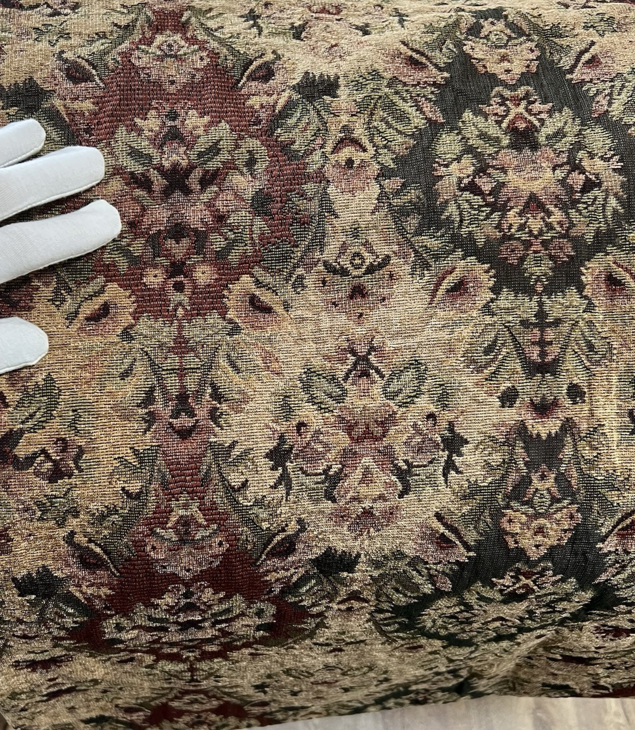 HEMPSTEAD 95″L Drapery Panels Tapestry Green Beige Burgundy tan Floral 2 pc new