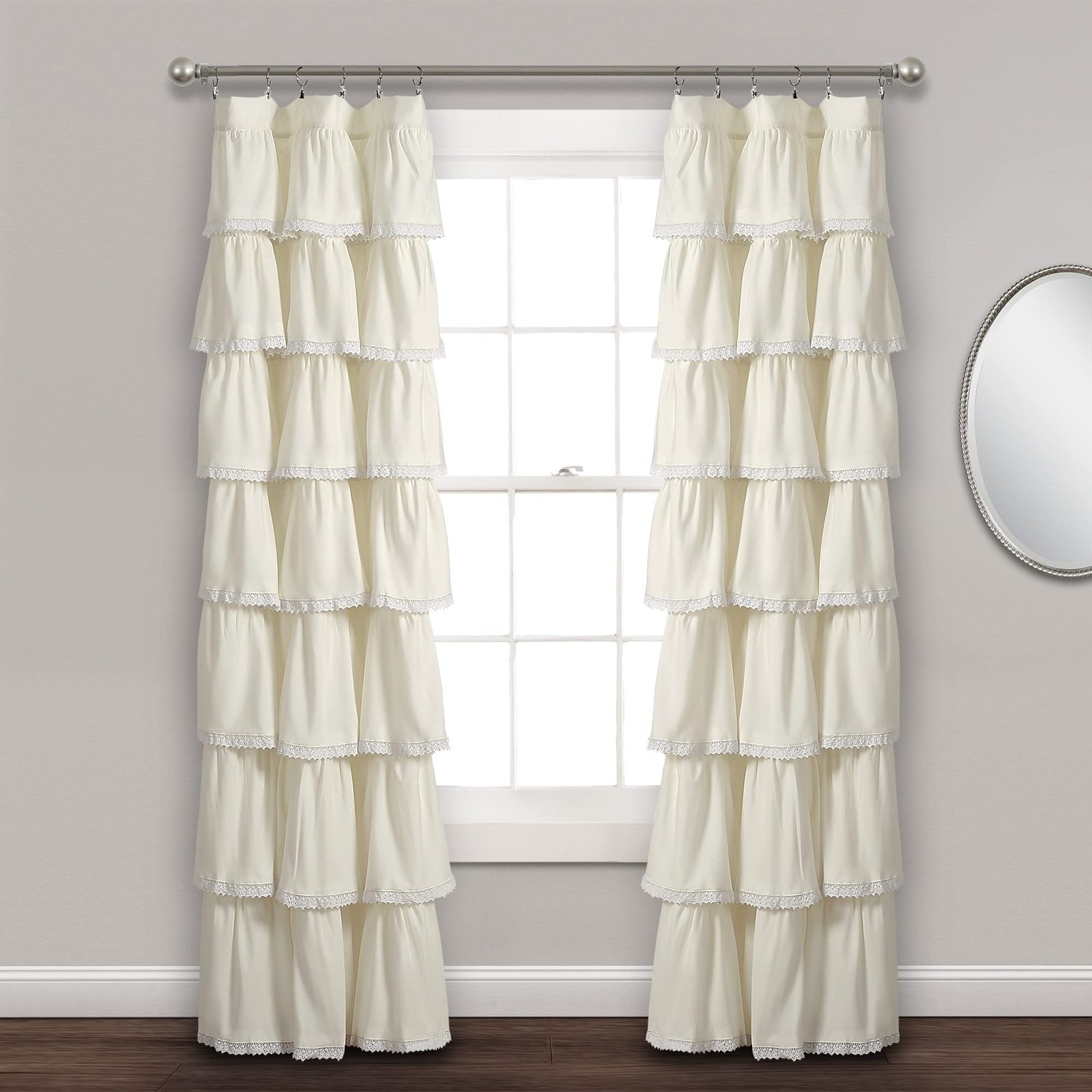Lush Decor Lace Ruffle Light Filtering Window 52″W x 84″L (Pack of 1), Blush