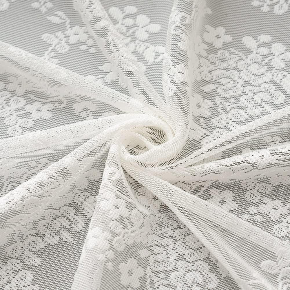 YJ YANJUN Sheer Lace Curtains for Bedroom Ivory Elegant Victorian Curtains Scall