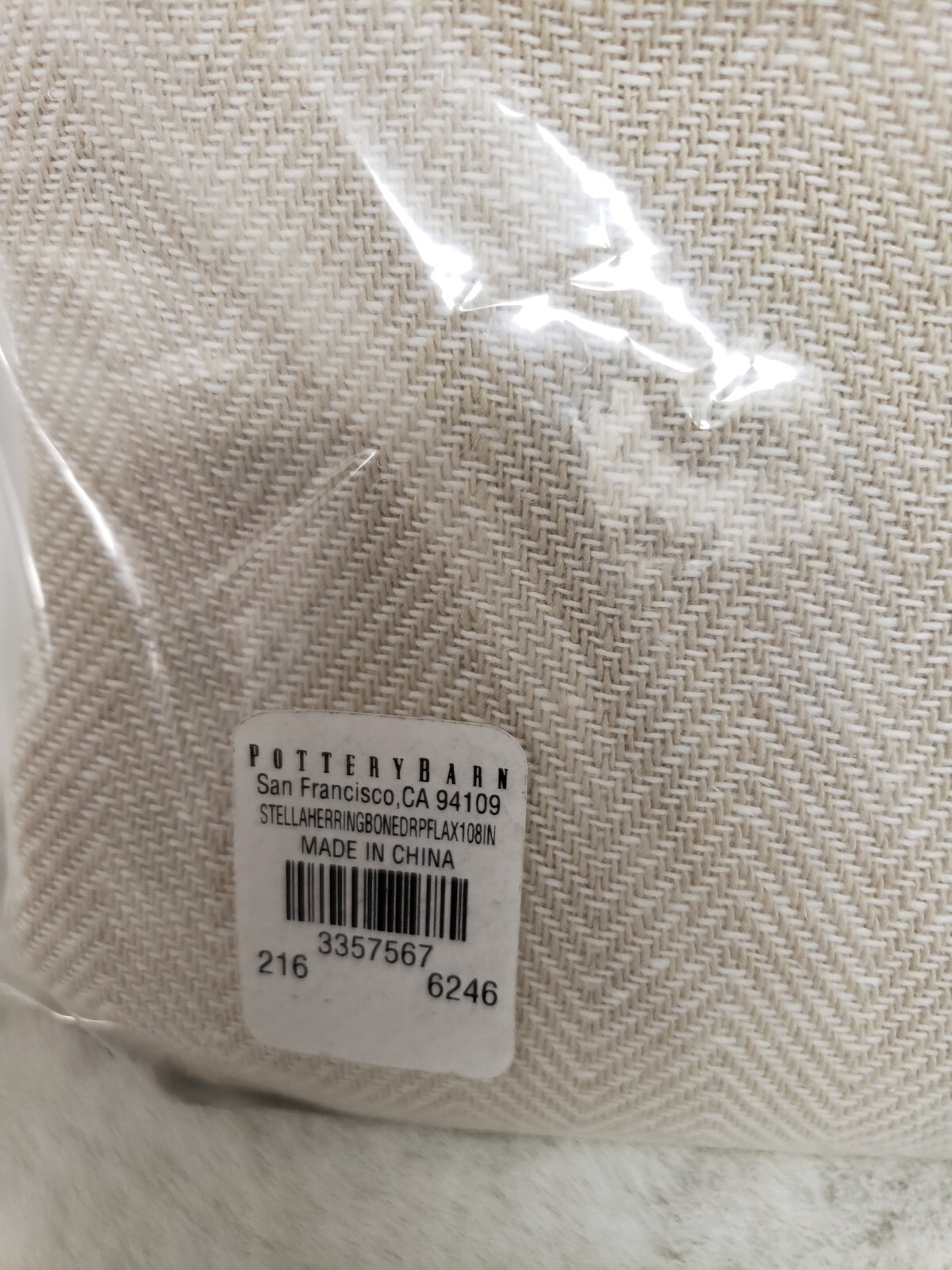 Pottery Barn Stella Herringbone Linen Flax Curtain Drapes Panel NEW 50×108