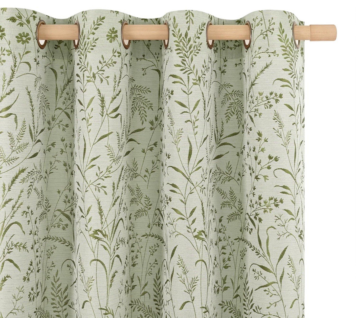52×84 Bgment Green Leaf Linen Blend Curtains With Grommets 2 Panels