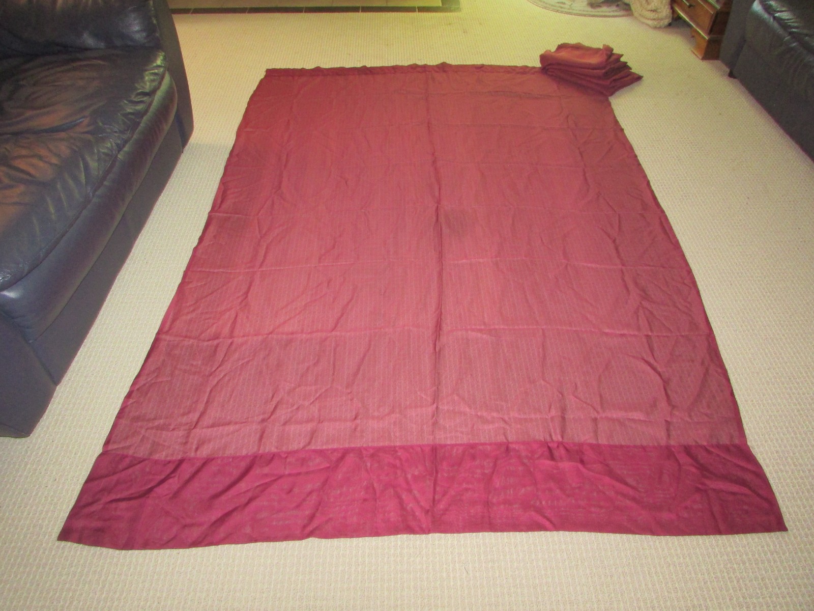 6 Burgundy Panels Fully Stitched Drapes 57″x120″ Poly Top Rod Pocket #4010(a)