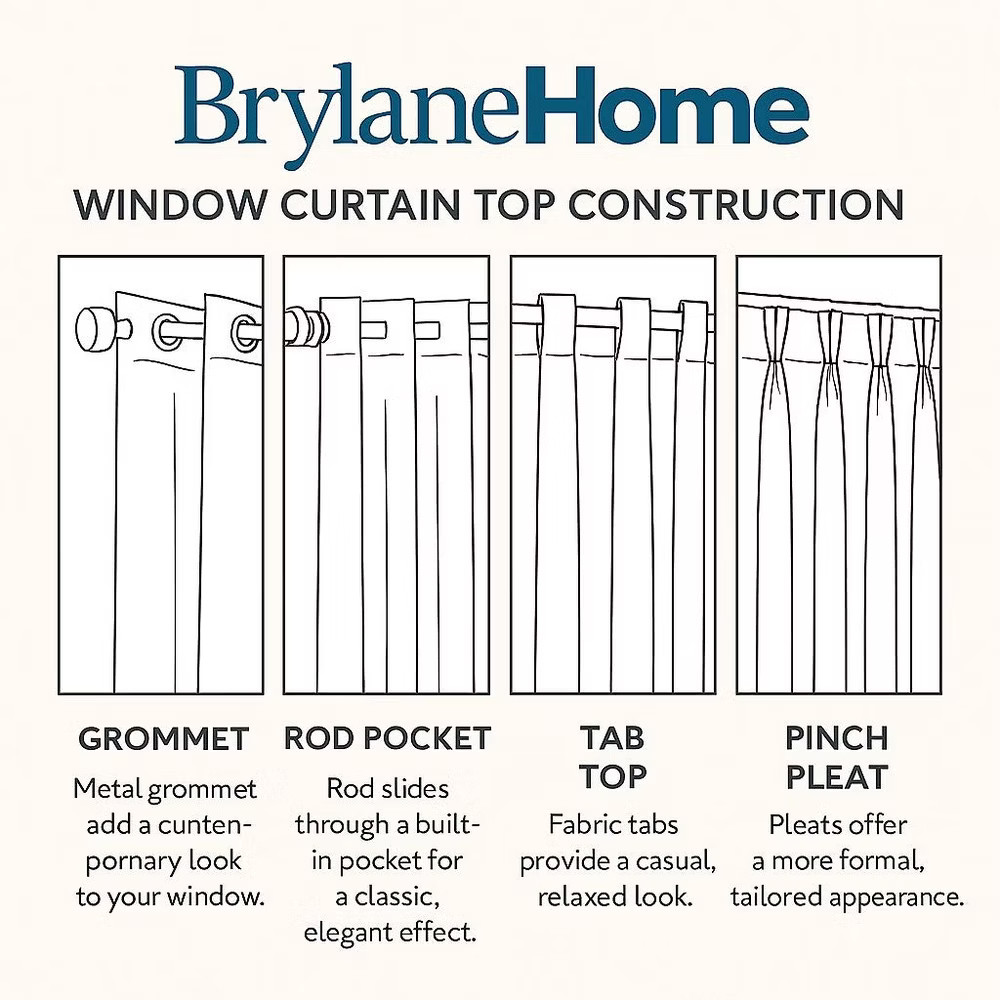 BrylaneHome Poly Cotton Canvas Back-Tab Panel – 48″ W 96″ L, Carolina