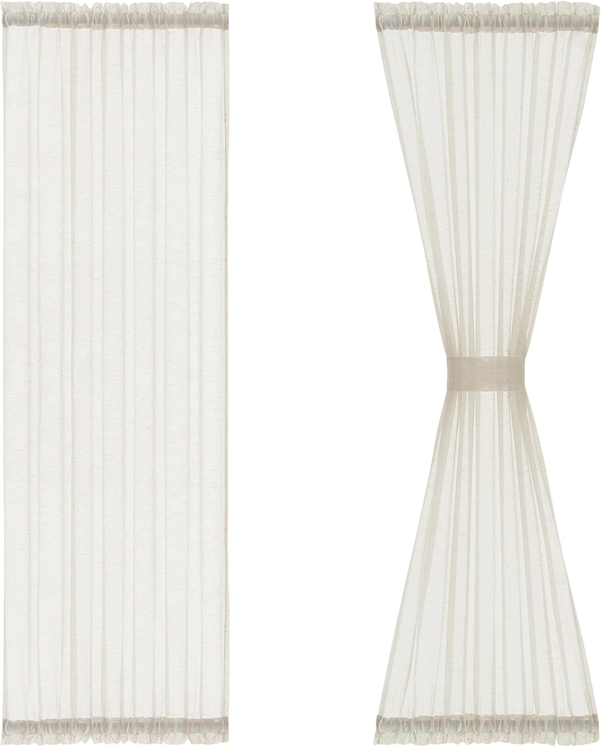 FMFUNCTEX Natural Linen French Door Curtains 25X72 Inch Rod Pocket 2 Panels | Li