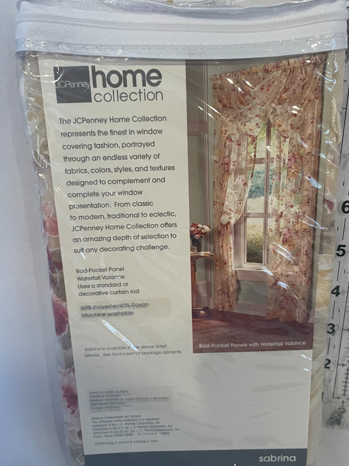 JCPenney Sheer Beige Pink Floral Waterfall Valance Cottagecore 44″ W X 38″ L