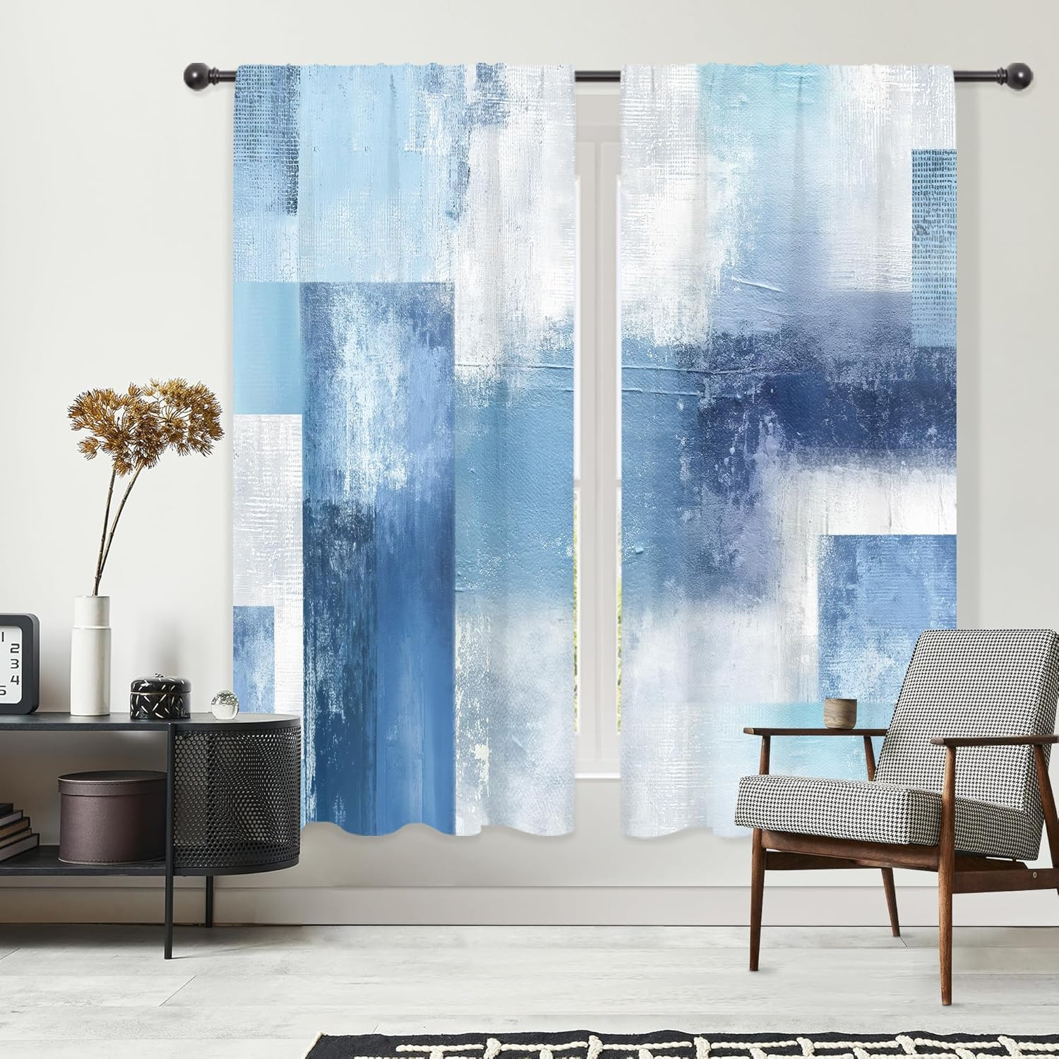 Navy Blue Abstract Modern Curtains Contemporary Cool Mens Rustic Contemporary Ae