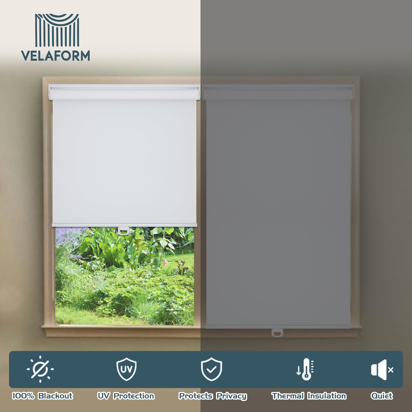 Velaform Cordless Window Uv Protection Room 48 W X 72 H White