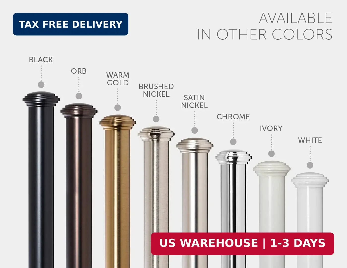 Ivilon Window Curtain Rod Decorative End Cap Design, 1 Inch Rod, 28 to 48 Inch.