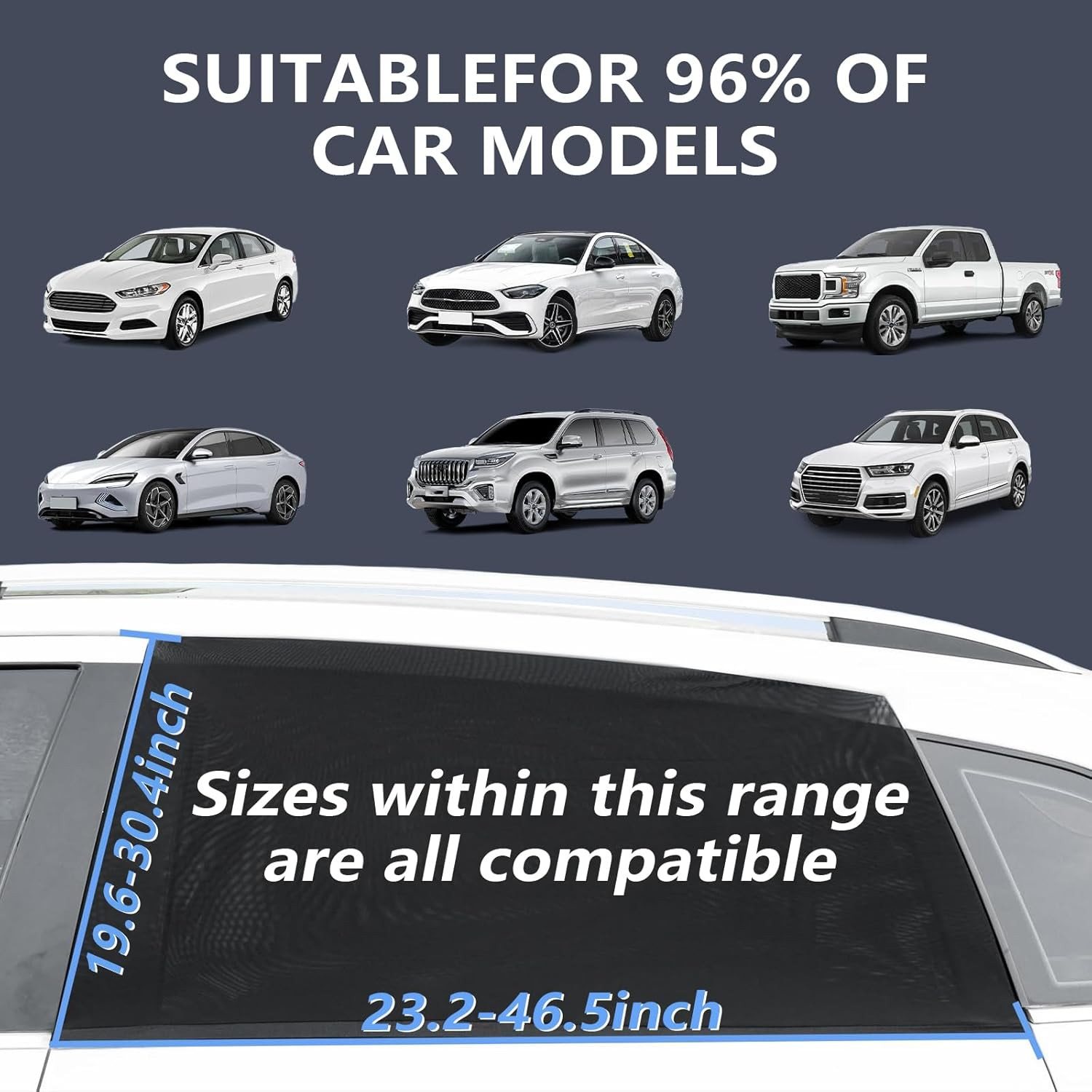 Car Window Shades 2 Pack UV Protection Side Window Covers for SUV Truck & Sedan