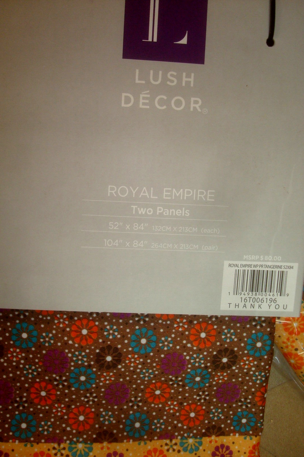 NWT 2 pc Lush Decor Window Panels Curtains Bohemian Royal Empire Orange 84″ lg