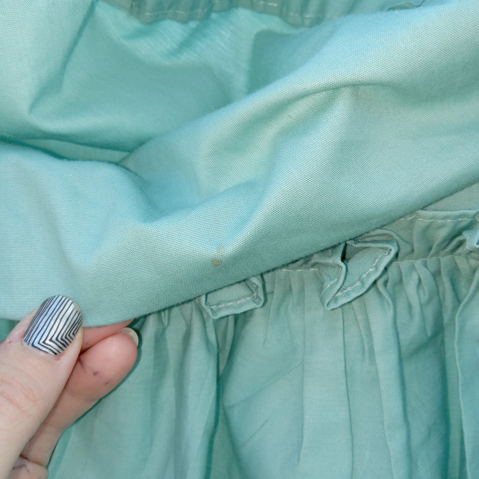 Set of 2 Vtg Kellwood Window Valances Ruffles 77″ Full Stretch 27.5″ Long Teal