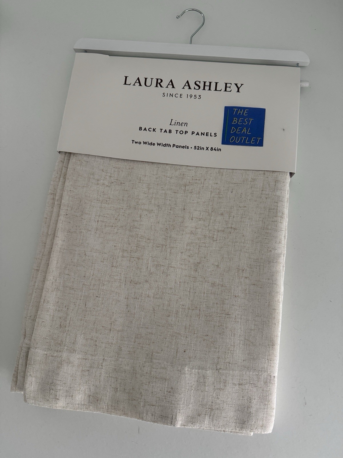 New Laura Ashley Window Curtains 2 Wide Panels 52 x 84 Linen Natural Back Tab