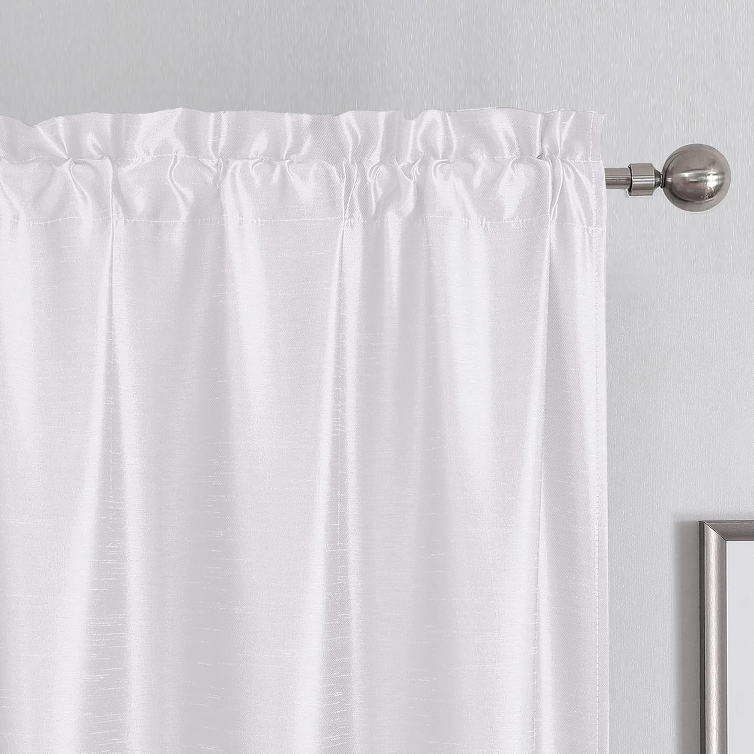 Chyhomenyc Uptown White Kitchen Curtains 45 Inch Length 2 Panels, Light