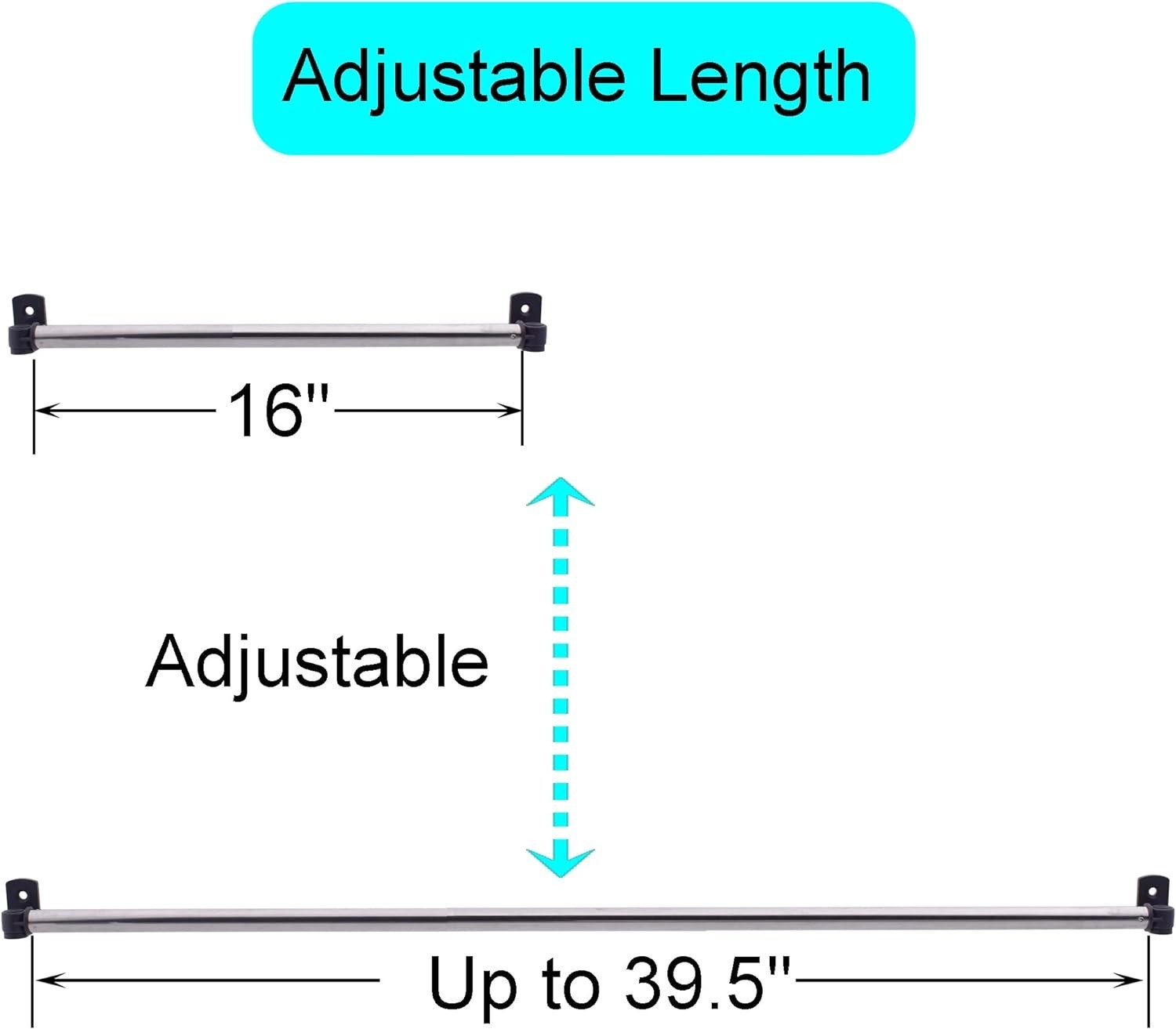 Type A 16″ to 39.5″ Swivel End Window Curtain Sash Rod for Top & Bottom Doors…