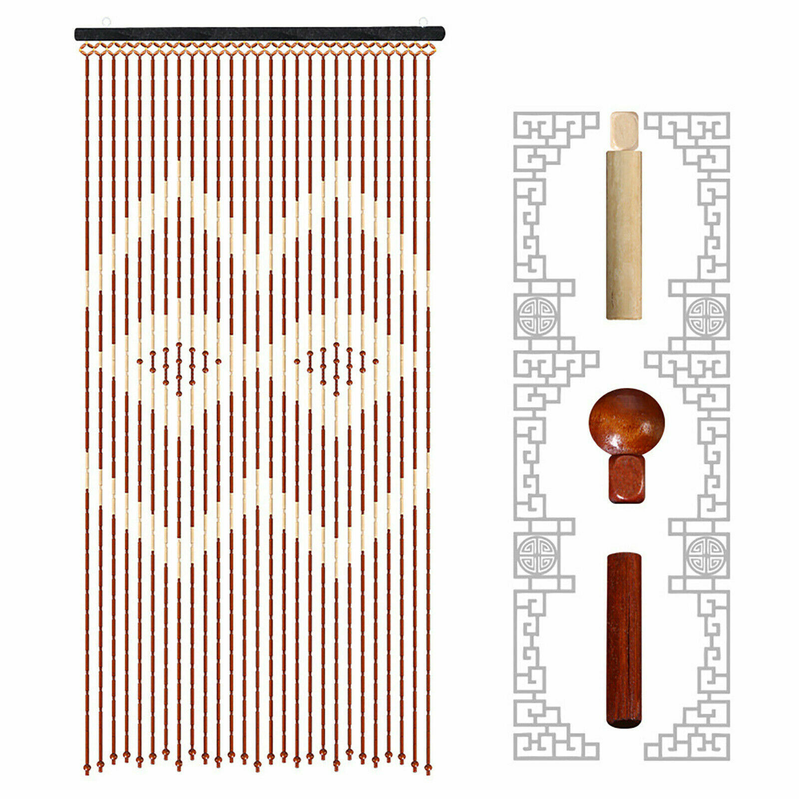 Bamboo Bead Curtain String Door Curtains Beaded Wooden Curtain fit for Doorway