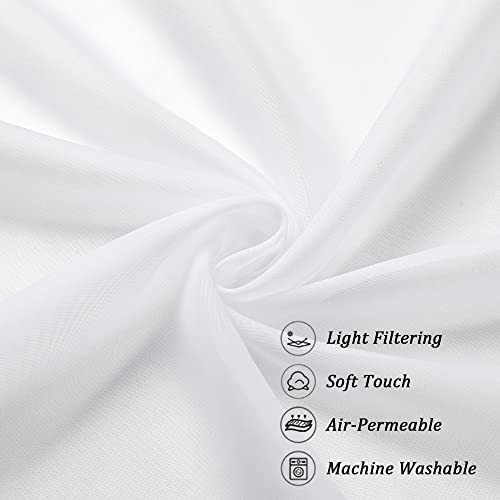 Sheer Tier Curtains 24 Inch Length Set, Small 42″W x 24″L (Pack of 2) White