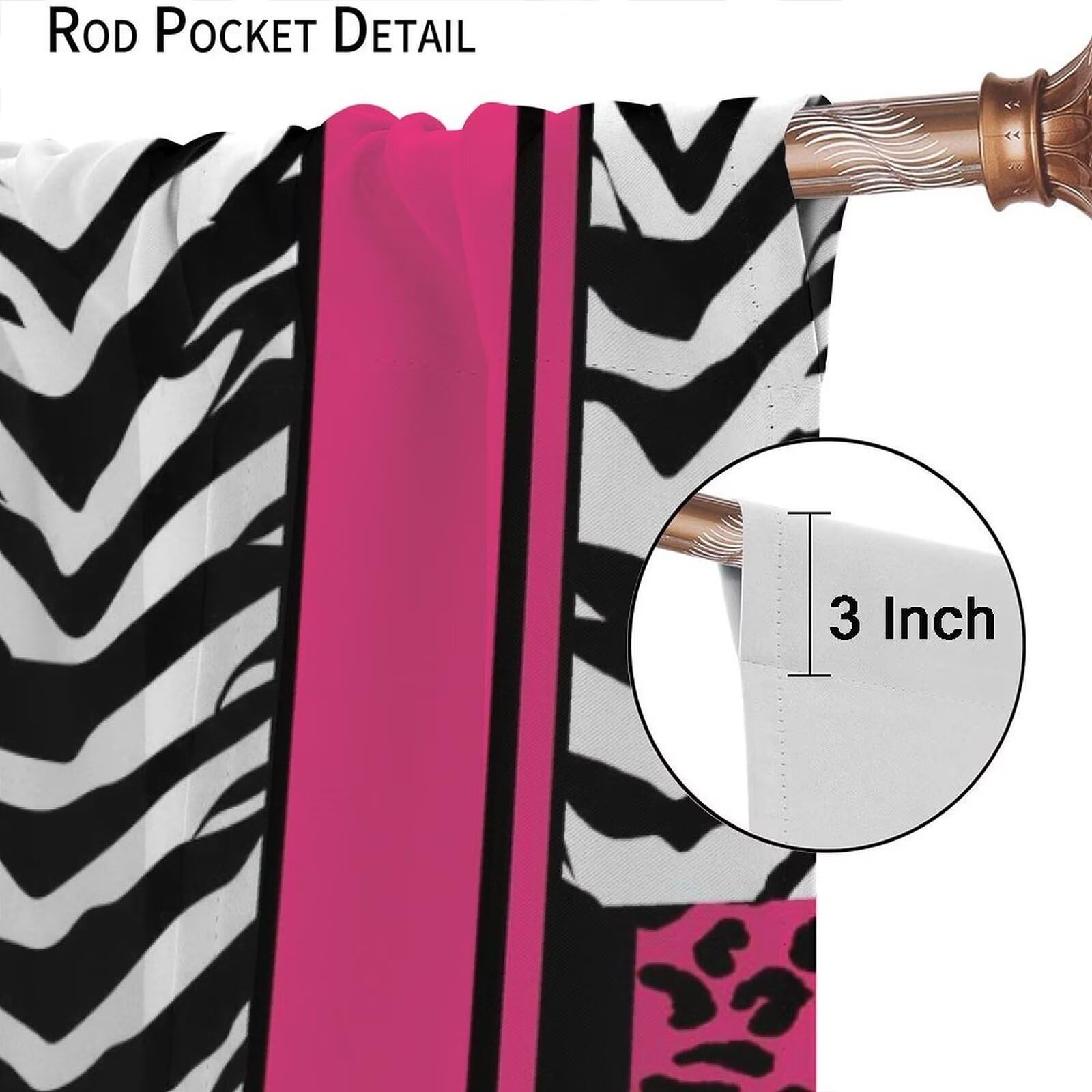 Leopard Zebra Curtains for Bedroom Living Room Cheetah Pink White Black Black…
