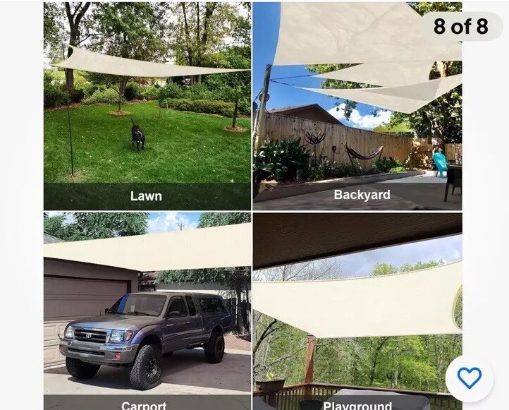 SUNLAX Sun Shade Sail,10’x8″ Beige Rectangle Canopy UV Blocking
