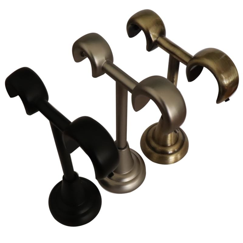 2 PCS Double Curtain Rod Bracket Ceiling Mount Fits 0.75/1 Inch 19/25mm