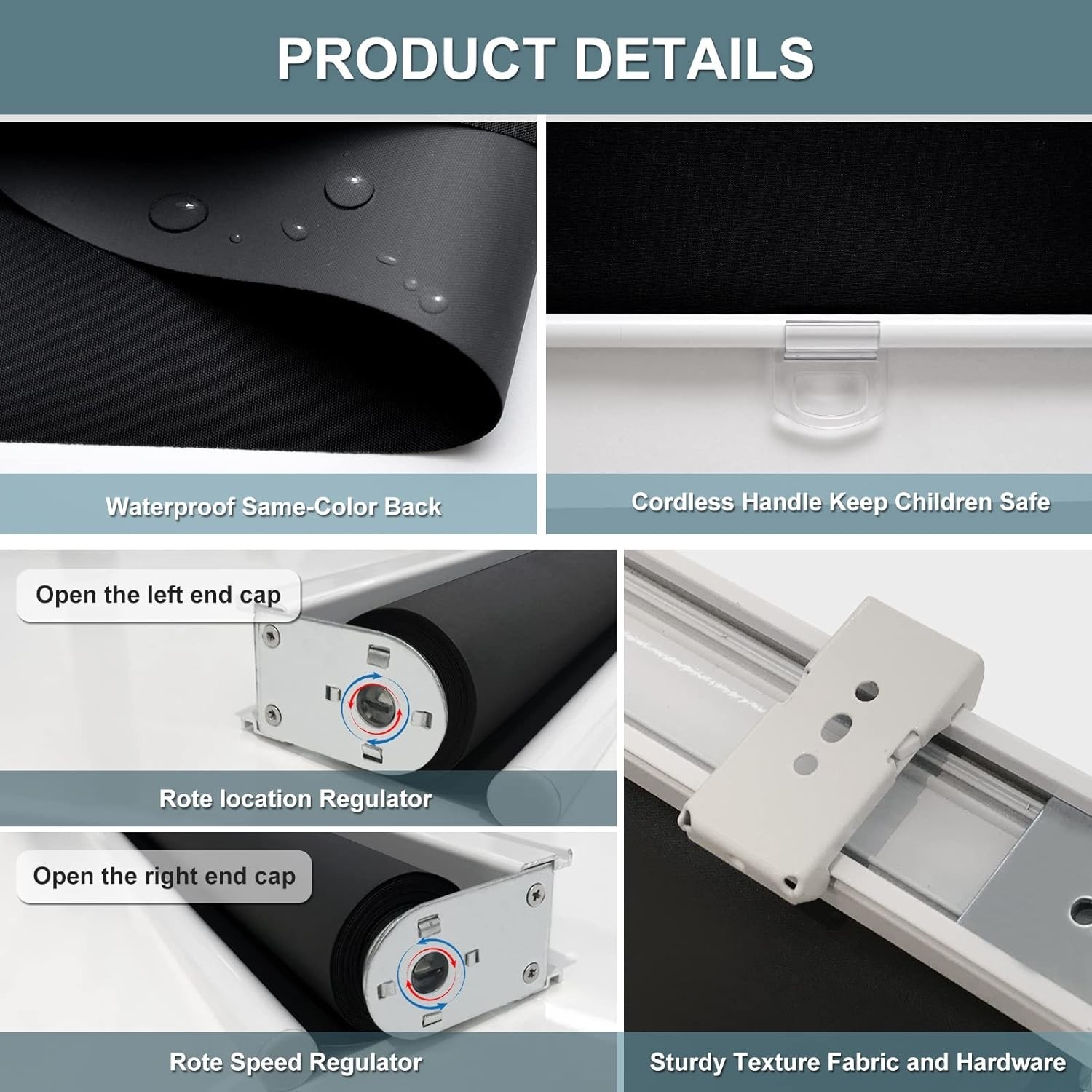 Blackout Cordless Roller Shades 23×72-Inch UV Protective Window Blinds