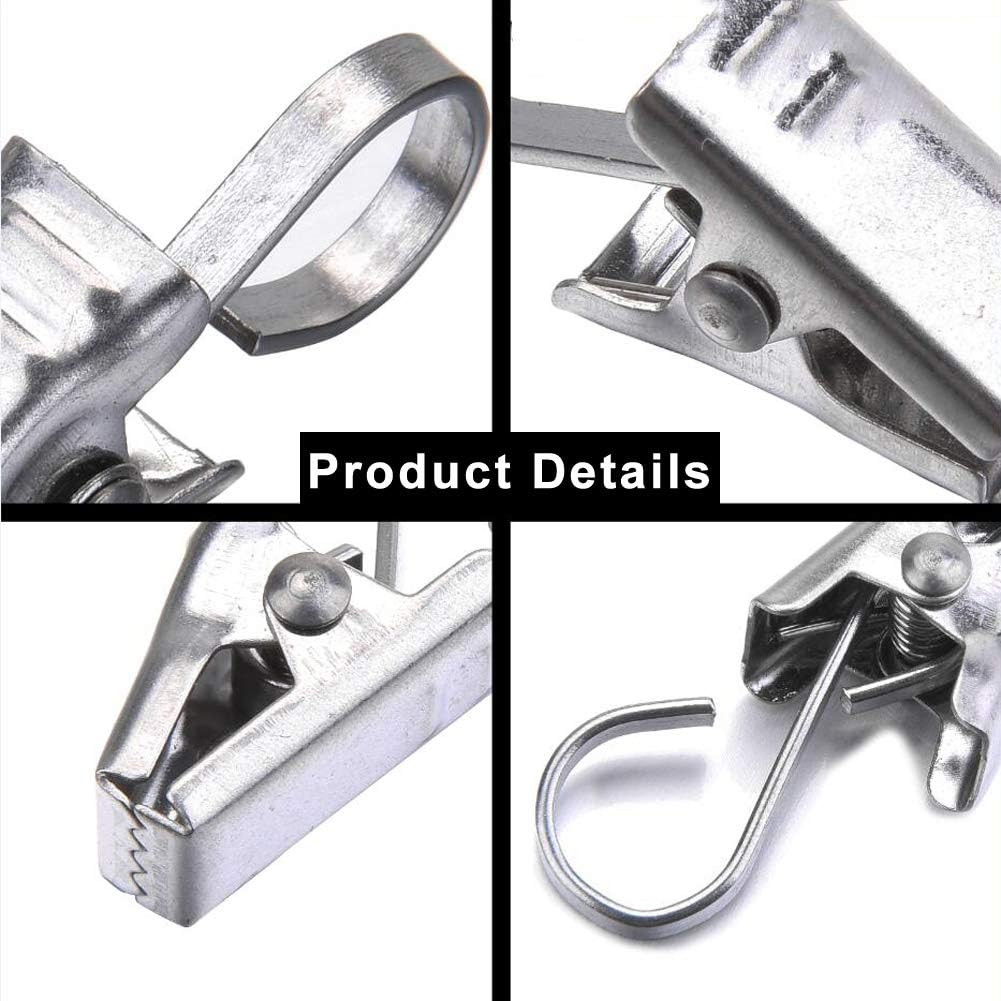Curtain Clips Hooks Stainless Steel, 100 Pack Silver Small Heavy Duty Hanging Cl