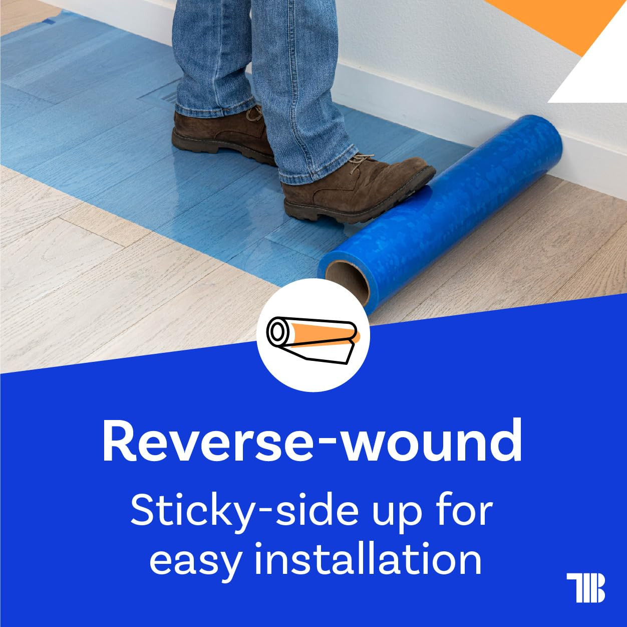 Blue Self-Adhesive Floor Protection Film 24″ x 500′ for Moving & Painting