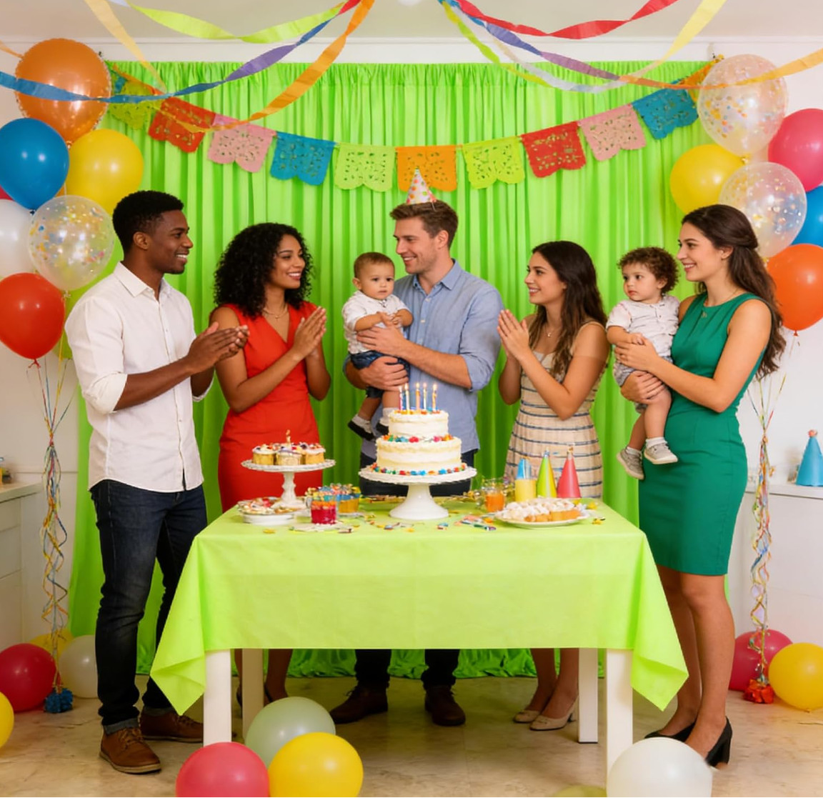 2 Panels Light Green Backdrop Curtain, 10 x 10 Feet Polyester Background Curtain