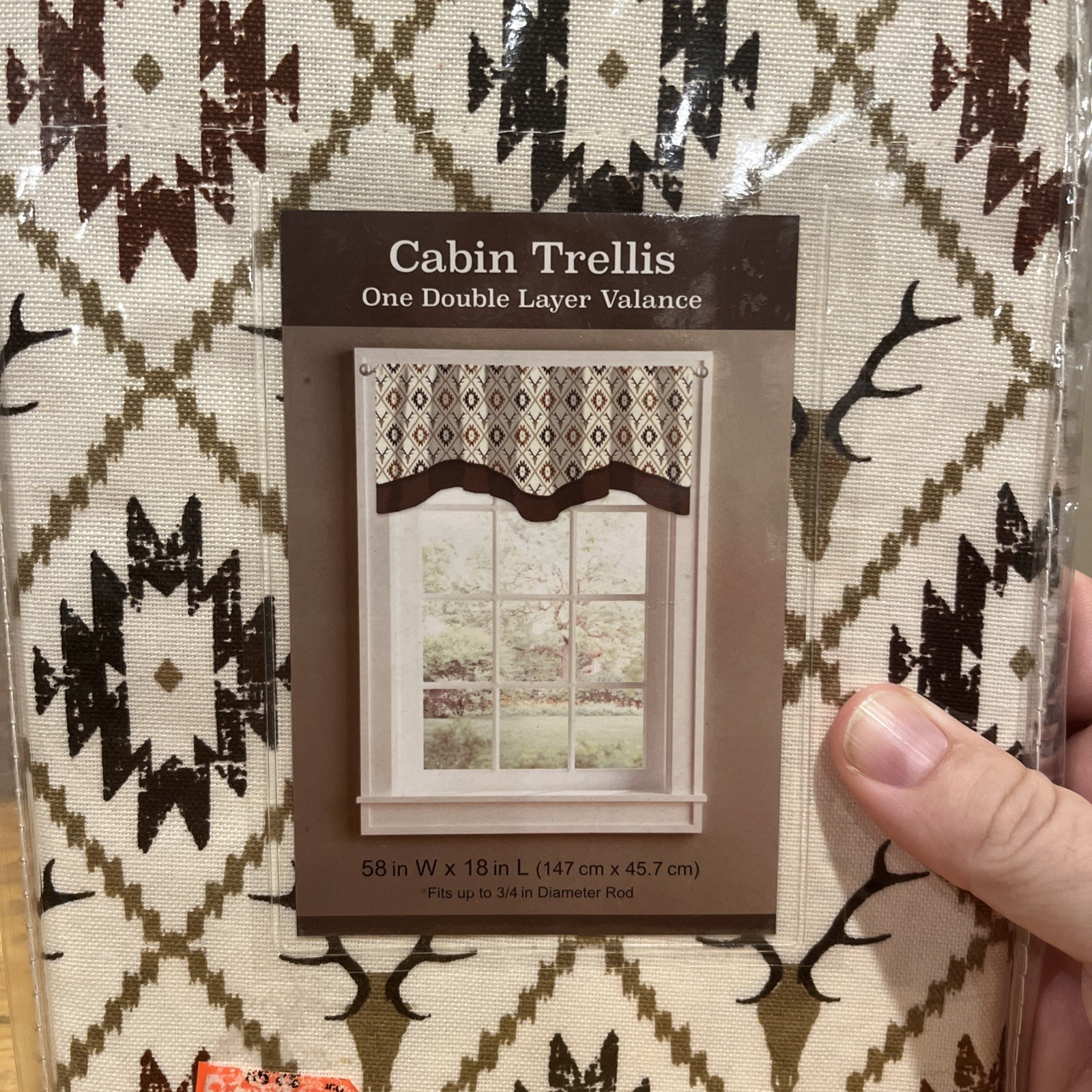 Cabin Trellis Rustic Valance Hunting DEER ANTLERS Cream 58×18″ Man Cave Camp