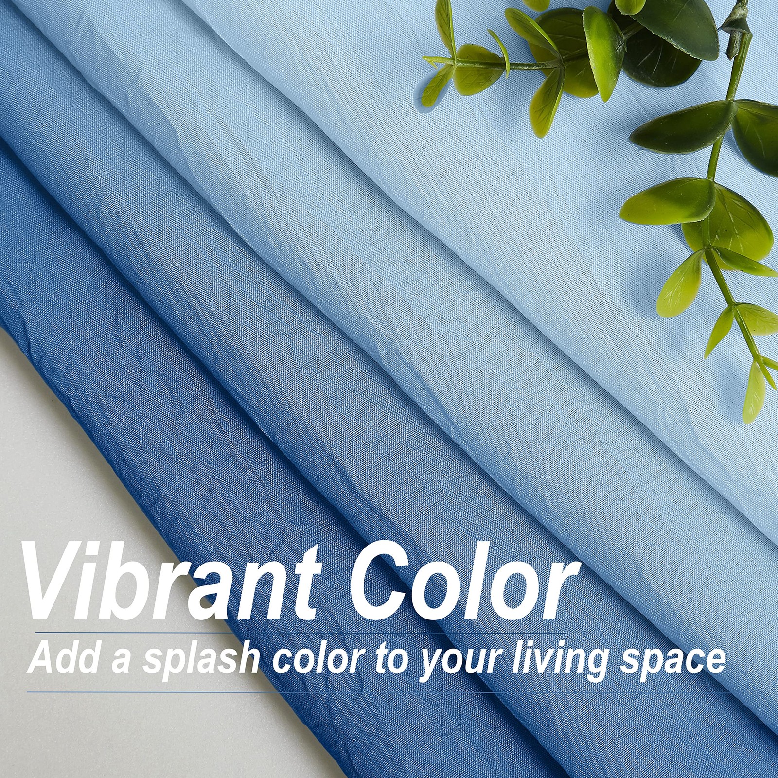 Purainbow Blue Ombre Sheer Curtains 84 Inch Length For Living Room Bedroom