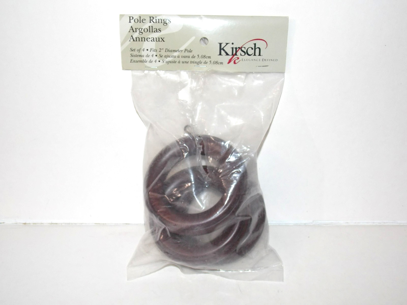 NEW Partial 3 Pack Kirsch Curtain Drapery 2″ Wood Pole Rings MAHOGANY 5502EG083
