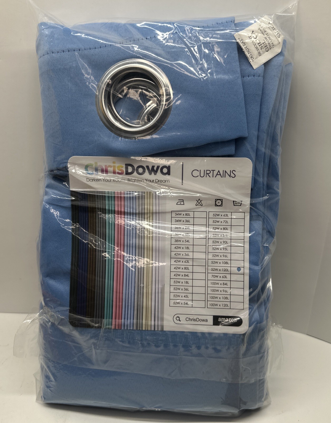 ChrisDowa Room Darkening Curtain Grommet Sky Light Blue 1 Panel 52W x 120L Long