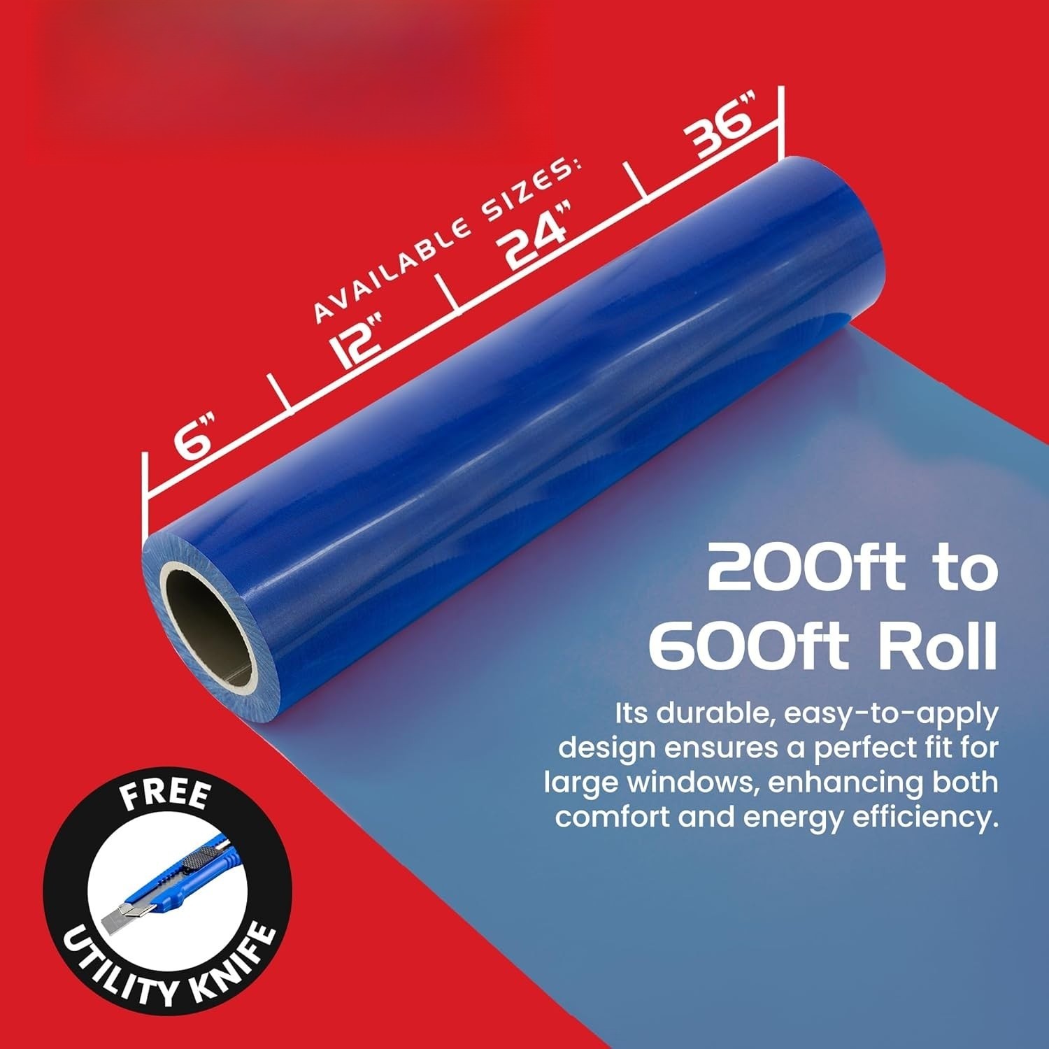 Window Protection Film – 1 Roll – 24″ x 200′ Blue Surface