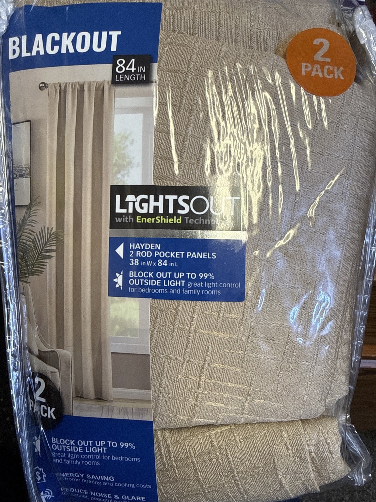BLACKOUT Lights Out ALONA IVORY 38″ x 84″ x 2 (TWO Window Curtain panels)
