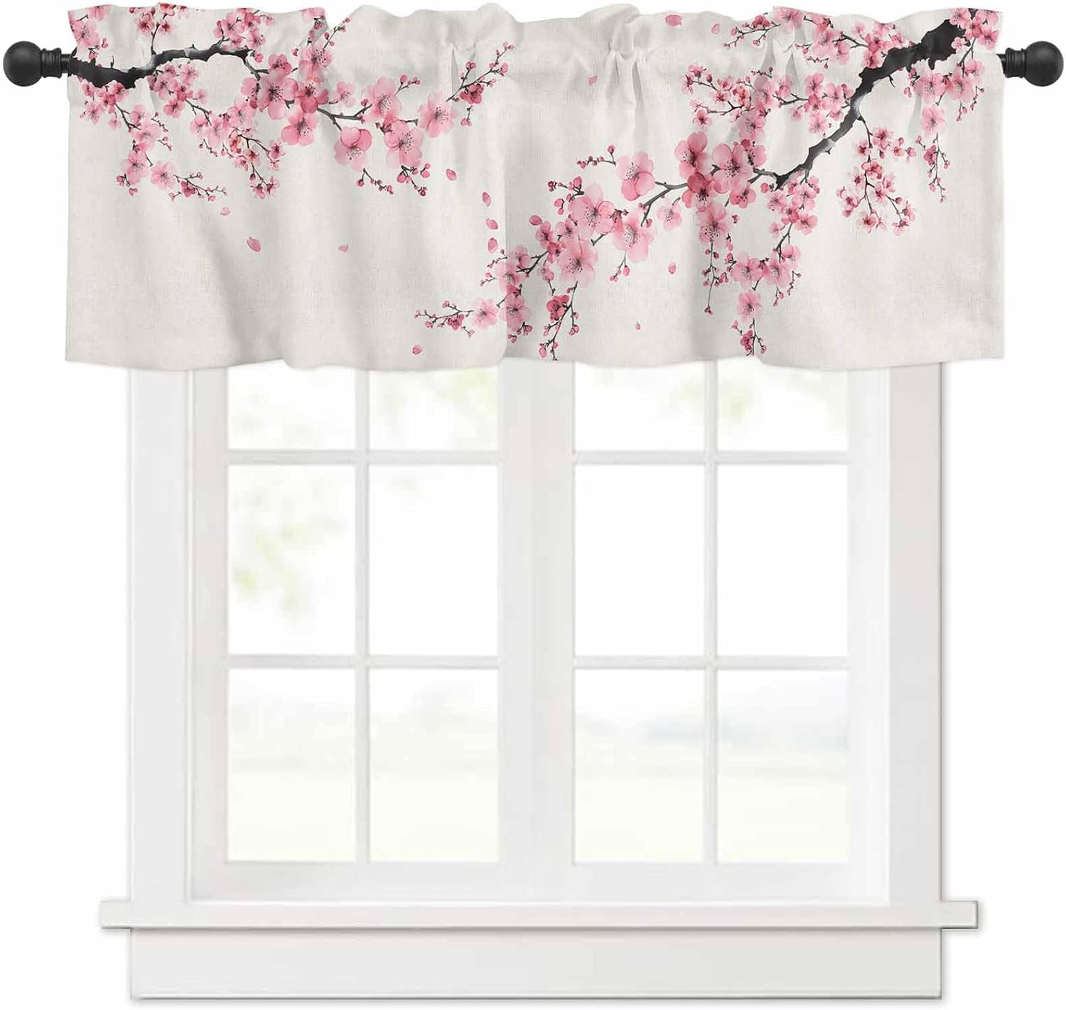 Cherry Blossom Curtain Valance for Windows/Living Room/Kitchen/Bathroom/Farmhous